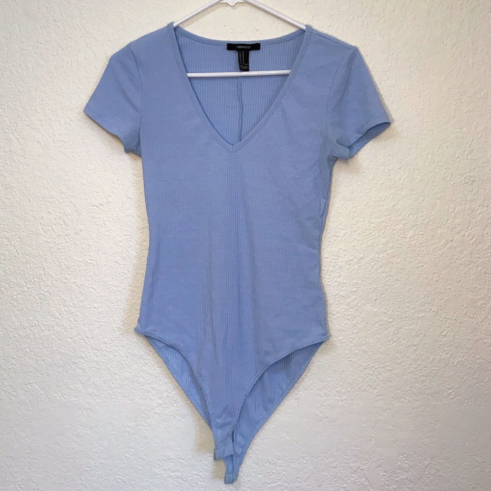 Forever 21 Periwinkle Blue Short-Sleeved Bodysuit
